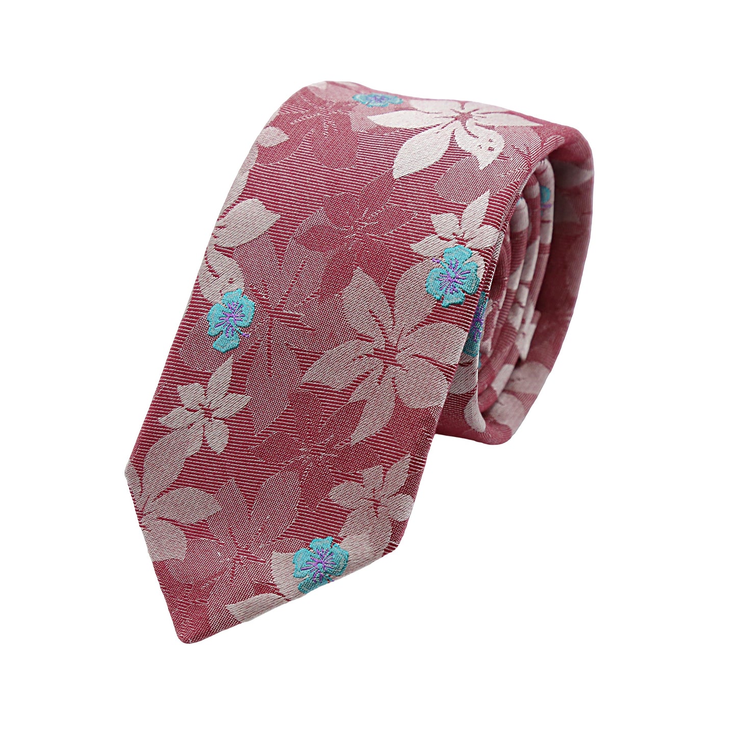 Magenta Mens Italian Pure Silk Floral Neck Ties