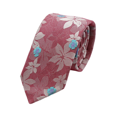 Magenta Mens Italian Pure Silk Floral Neck Ties