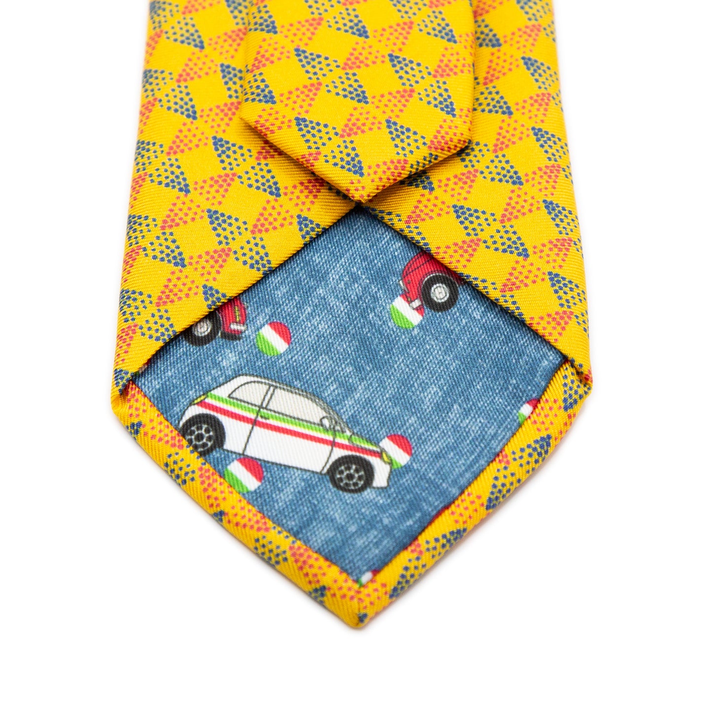 Gold/Navy Mens Italian Geometric Silk Neck Tie