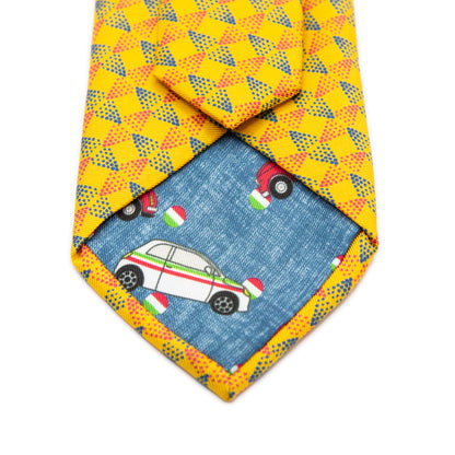 Gold/Navy Mens Italian Geometric Silk Neck Tie