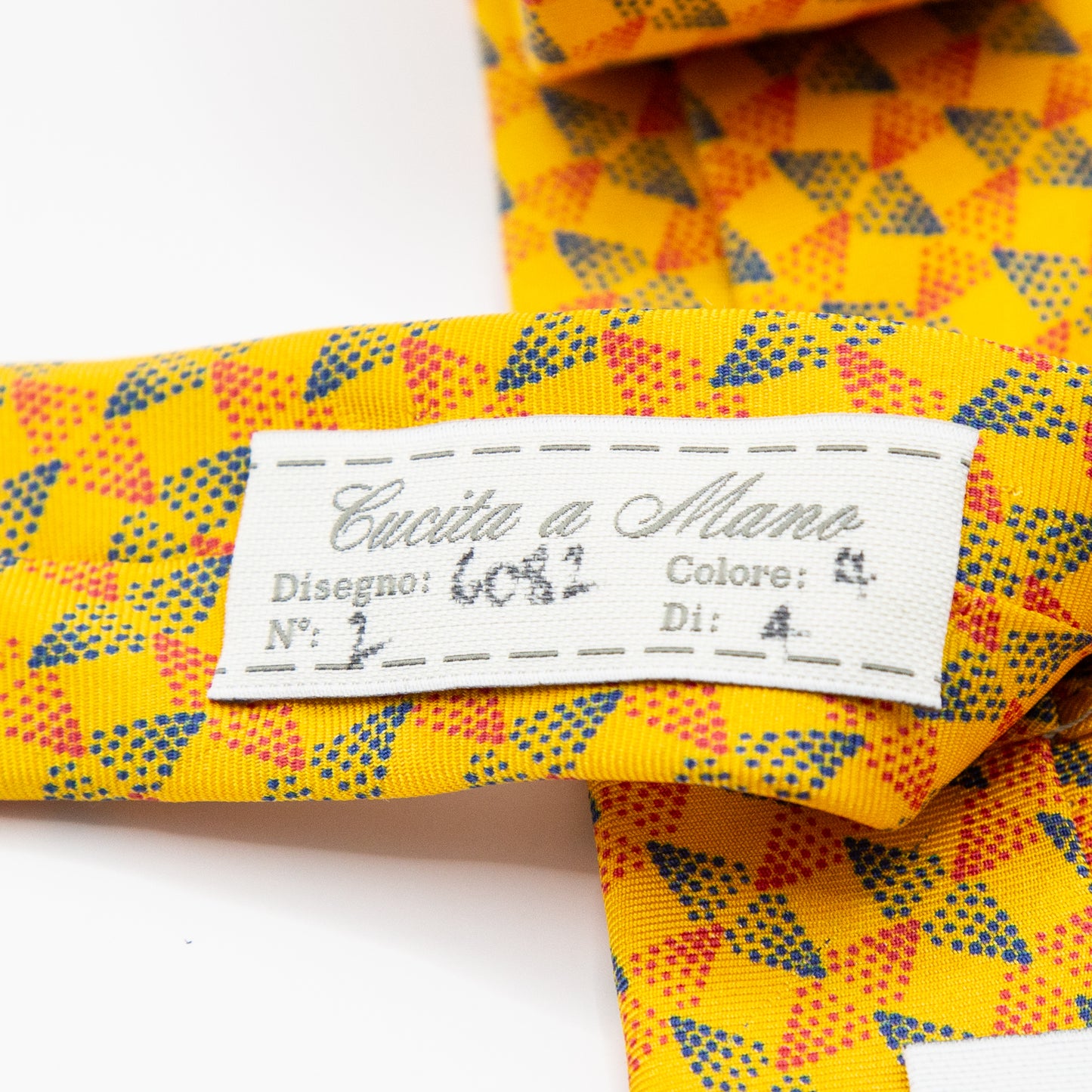 Gold/Navy Mens Italian Geometric Silk Neck Tie
