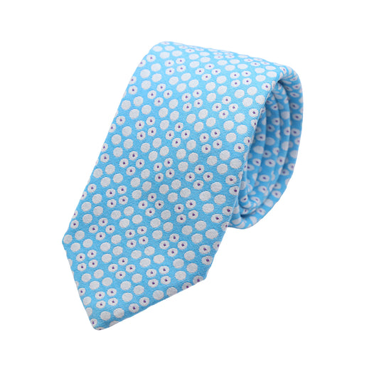 Turquoise Mens Italian Pure Silk Spotted Twill Neck Ties