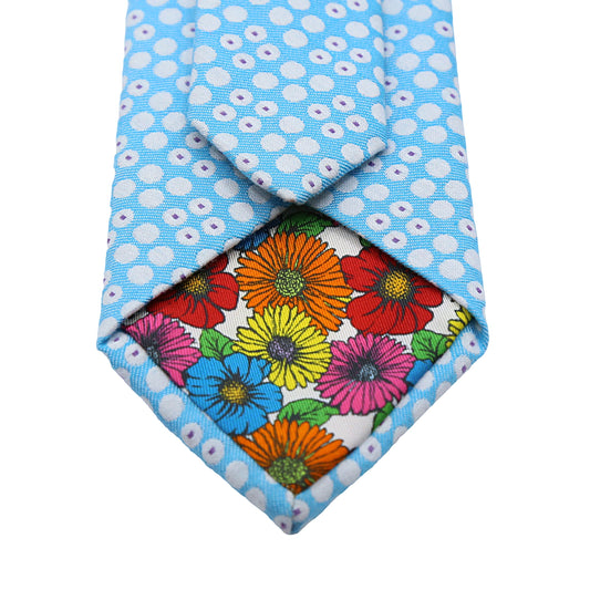 Turquoise Mens Italian Pure Silk Spotted Twill Neck Ties