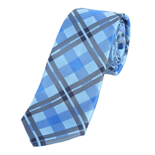 Blue/Sky/Navy Luxury Check Weave Neck Tie