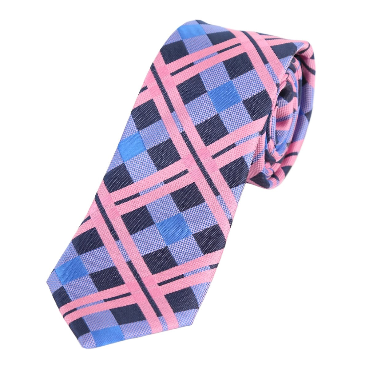 Purple/Navy/Pink Luxury Check Weave Neck Tie