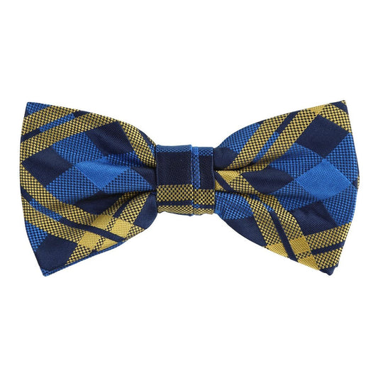 Blue/Navy/Gold Luxury Check Weave Pre Tied Bow Tie
