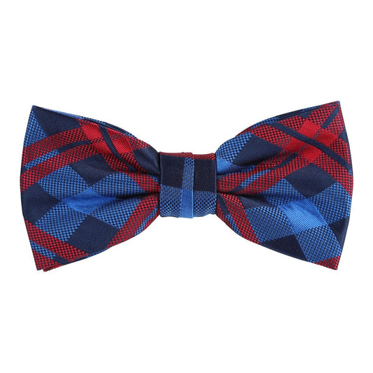 Blue/Navy/Red Luxury Check Weave Pre Tied Bow Tie