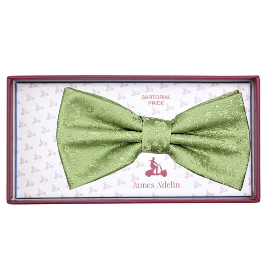 Sage Green Luxury Floral Weave Bow Tie
