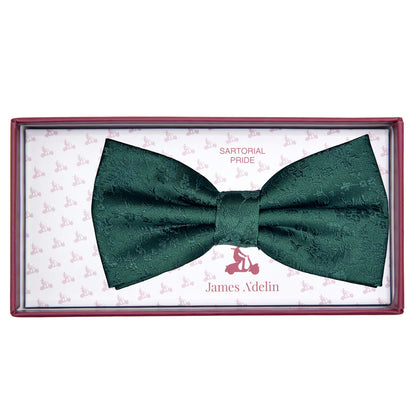 Dark Green Luxury Floral Weave Bow Tie
