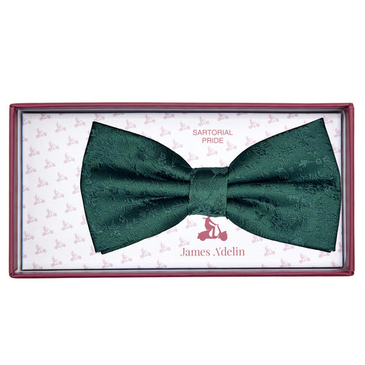 Dark Green Luxury Floral Weave Bow Tie