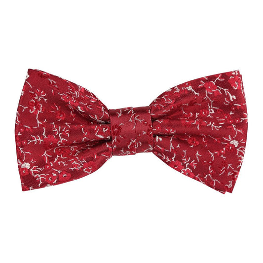 Burgundy/White Luxury Floral Weave Bow Tie