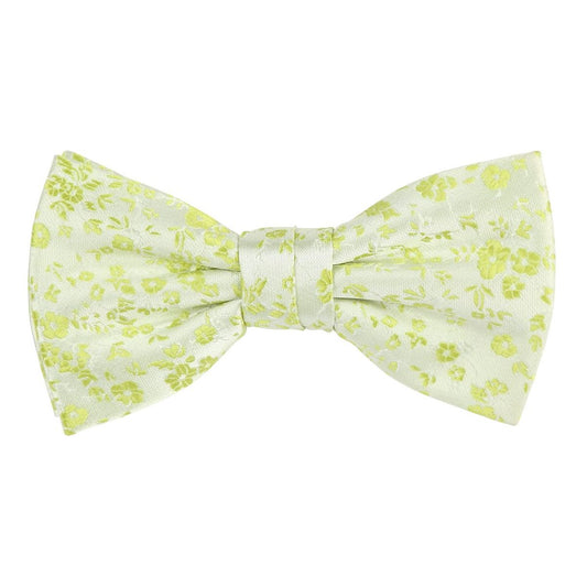 Lime Green Luxury Floral Weave Bow Tie