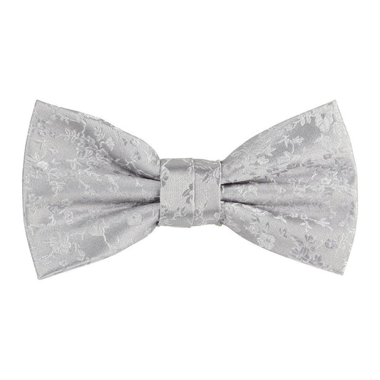 Silver Luxury Floral Weave Bow Tie