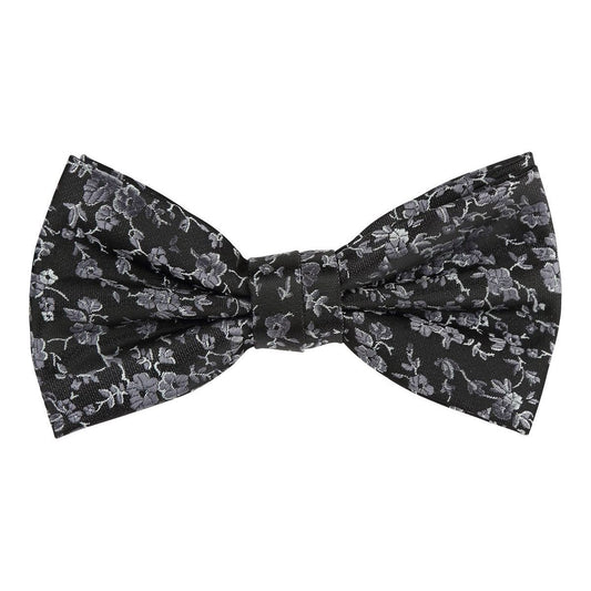 Black/Grey Luxury Floral Weave Bow Tie