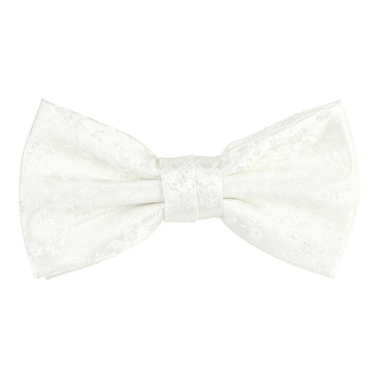 White Luxury Floral Weave Bow Tie
