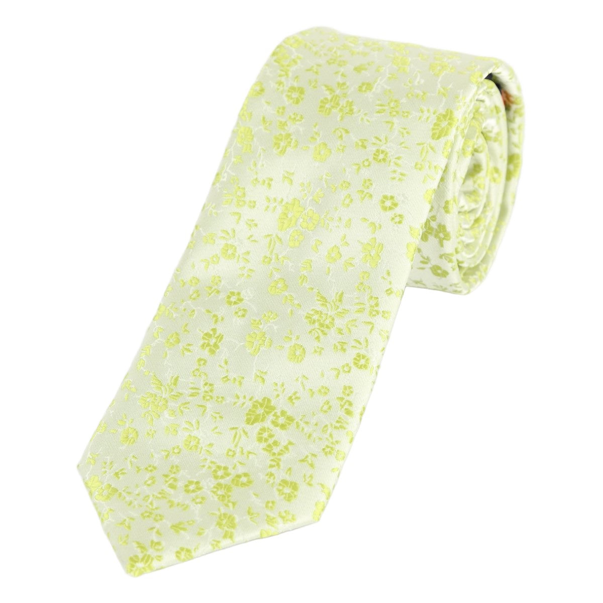 Lime Green Luxury Floral Weave Neck Tie