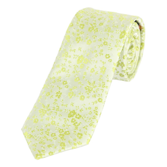 Lime Green Luxury Floral Weave Neck Tie