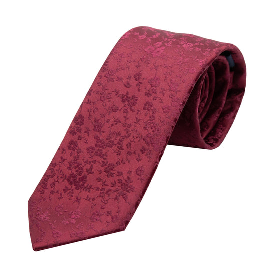 Burgundy Luxury Floral Weave Neck Tie