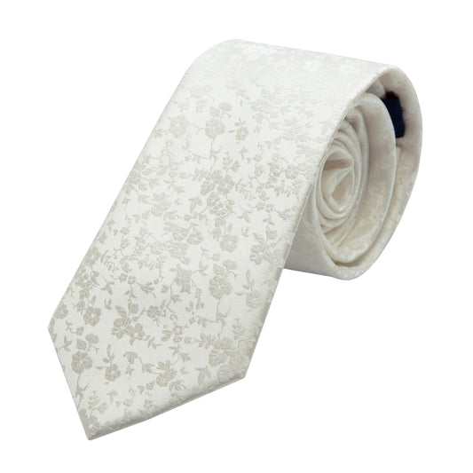 Off White Luxury Floral Weave Neck Tie