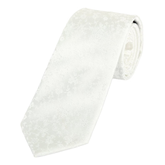 White Luxury Floral Weave Neck Tie