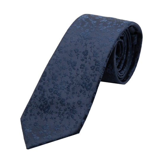 Navy Luxury Floral Weave Neck Tie