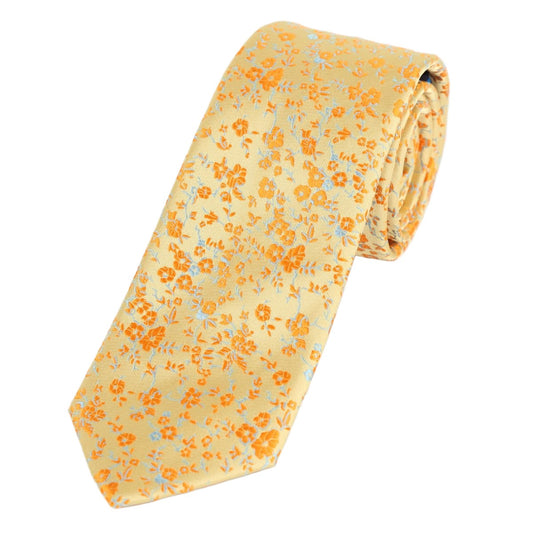 Gold/Orange Luxury Floral Weave Neck Tie
