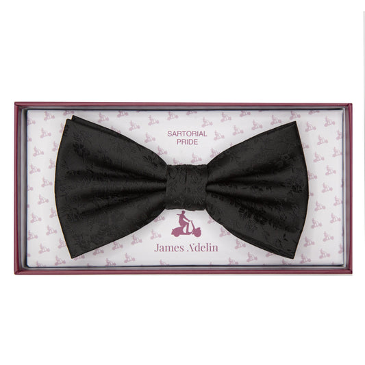 Black Luxury Floral Weave Bow Tie