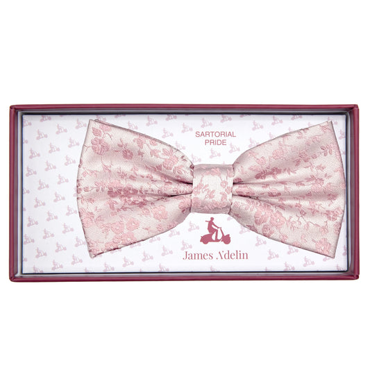 Soft Pink Luxury Floral Weave Bow Tie