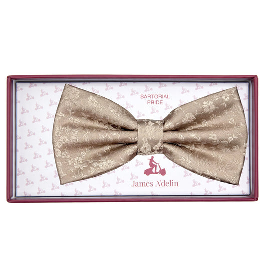Taupe Luxury Floral Weave Bow Tie
