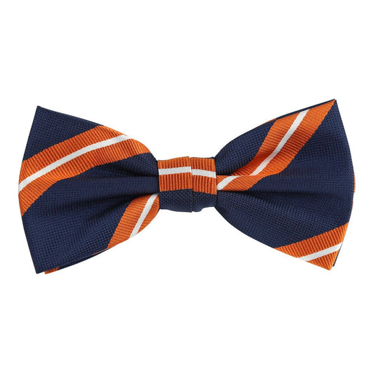 Navy/Orange/White Luxury Regimental Striped Weave Bow Tie