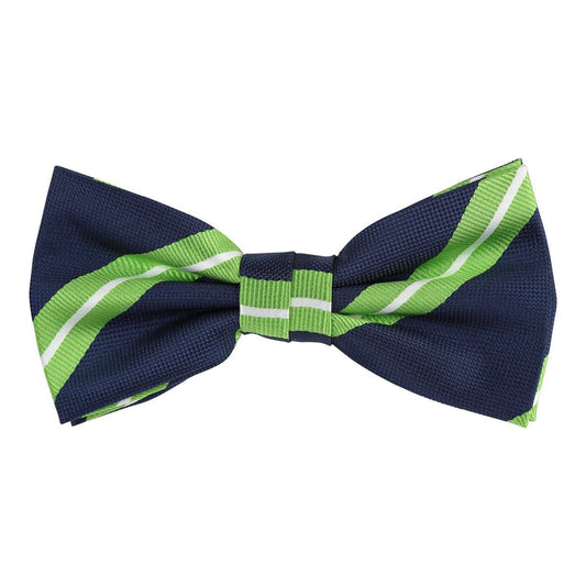 Navy/Lime Green/White Luxury Regimental Striped Weave Bow Tie