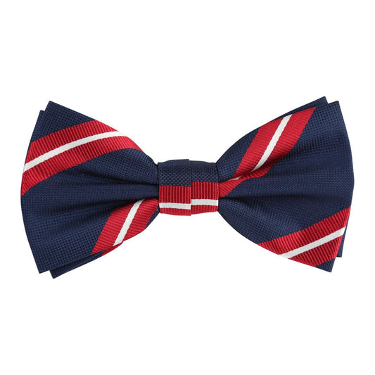 Navy/Red/White Luxury Regimental Striped Weave Bow Tie
