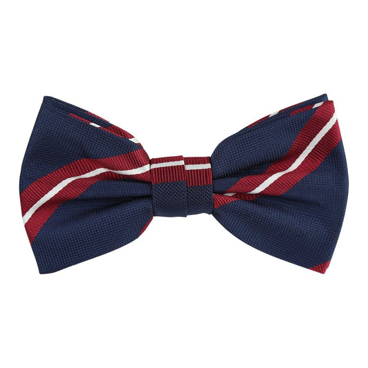 Navy/Burg/White Luxury Regimental Striped Weave Bow Tie