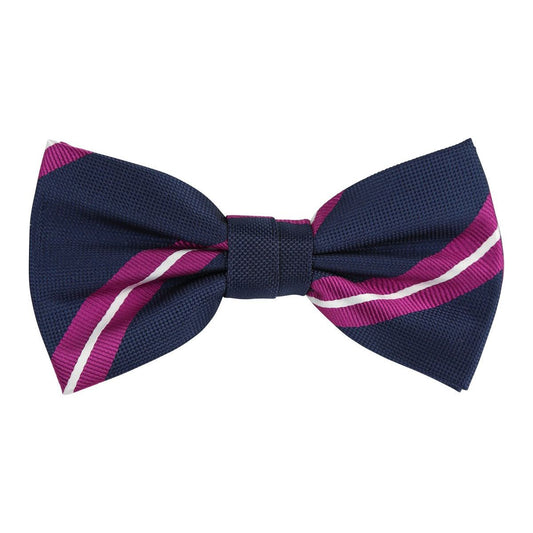 Navy/Magenta/White Luxury Regimental Striped Weave Bow Tie