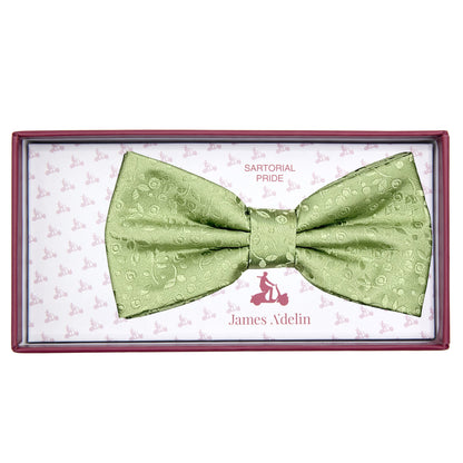 Sage Luxury Mini Floral Weave Bow Tie