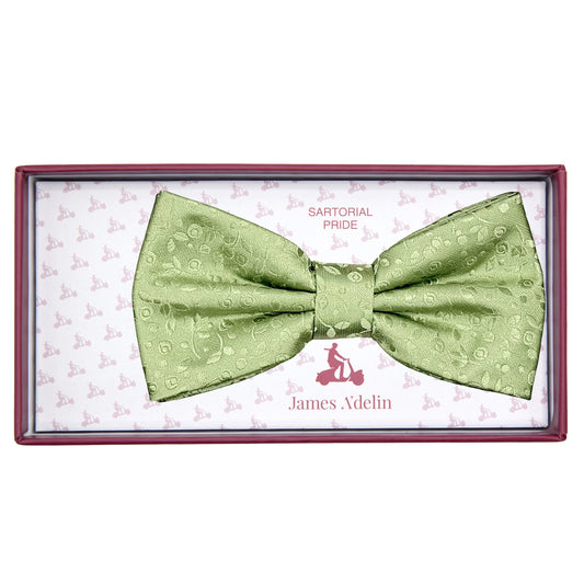 Sage Luxury Mini Floral Weave Bow Tie