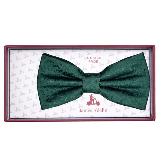 Dark Green Luxury Mini Floral Weave Bow Tie