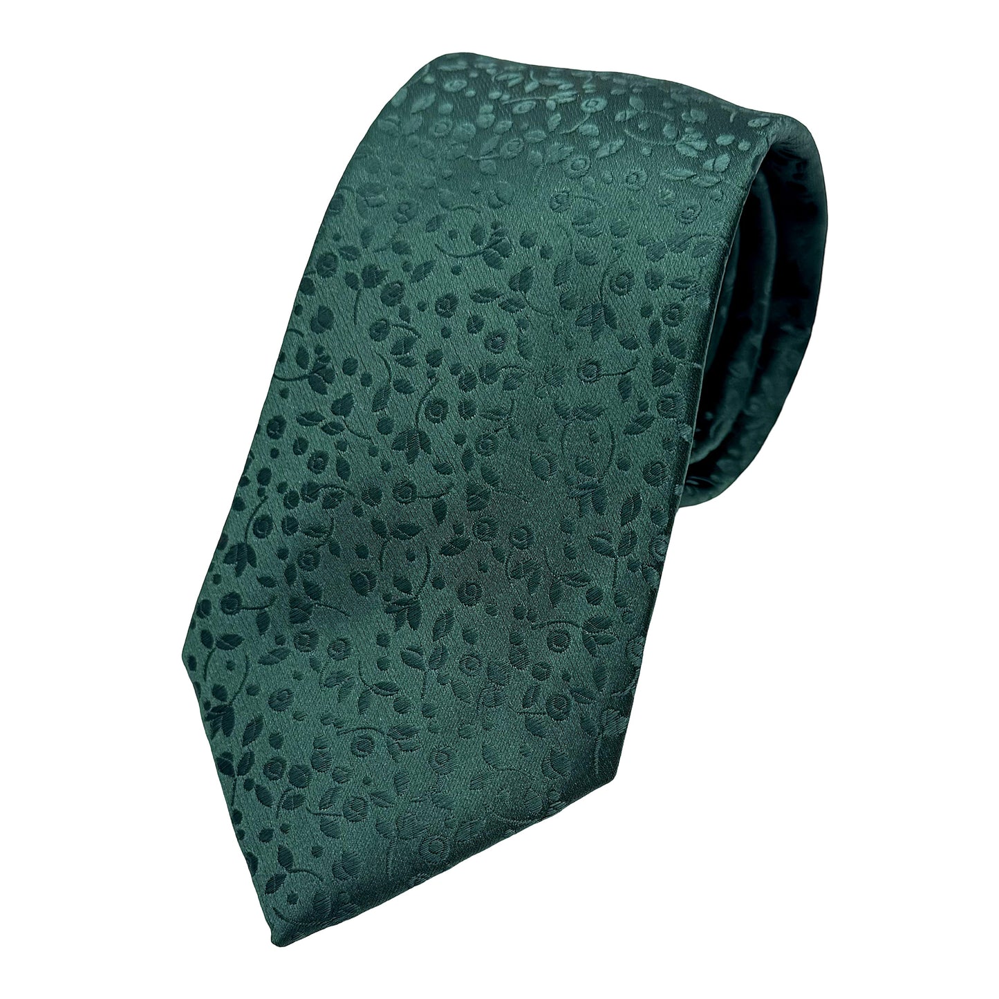 Dark Green Luxury Mini Floral Weave Neck Tie