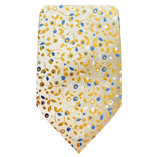 Soft Yellow Luxury Mini Floral Weave Neck Tie