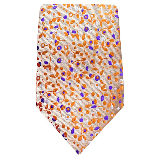 Soft Orange Luxury Mini Floral Weave Neck Tie