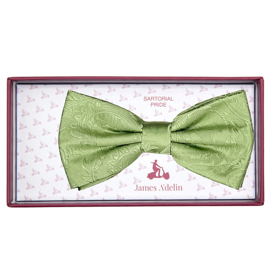 Sage Green Luxury Paisley Weave Bow Tie