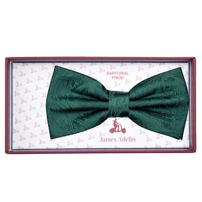 Dark Green Luxury Paisley Weave Bow Tie