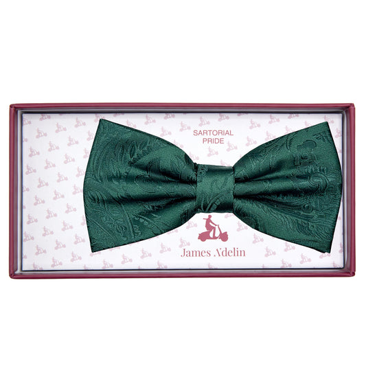 Dark Green Luxury Paisley Weave Bow Tie