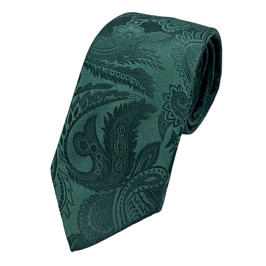 Dark Green Luxury Paisley Weave Neck Tie