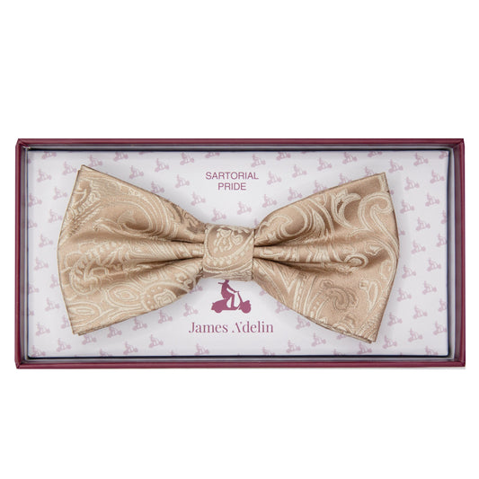 Taupe Luxury Paisley Weave Bow Tie