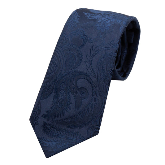 Navy Luxury Paisley Weave Neck Tie