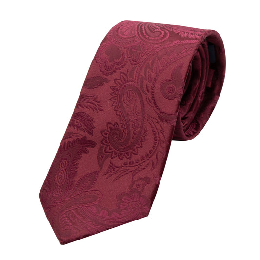 Burgundy Luxury Paisley Weave Neck Tie