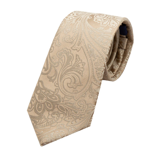 Taupe Luxury Paisley Weave Neck Tie