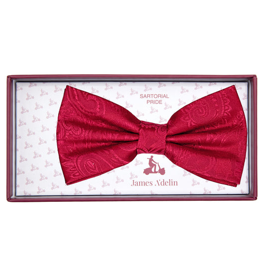 Red Luxury Paisley Weave Bow Tie