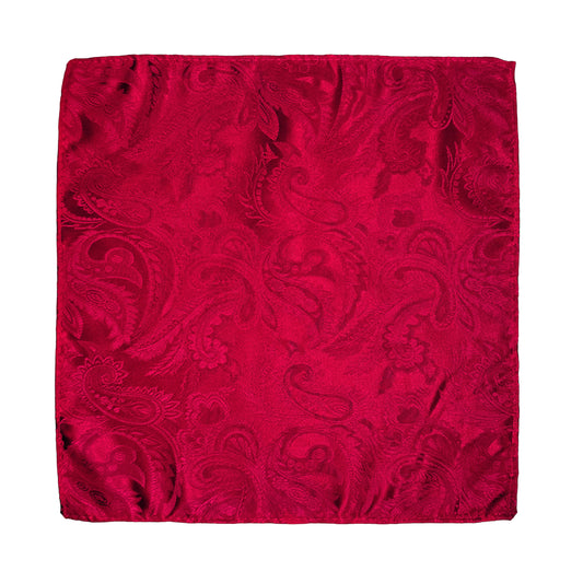 Red Luxury Paisley Weave Pocket Square